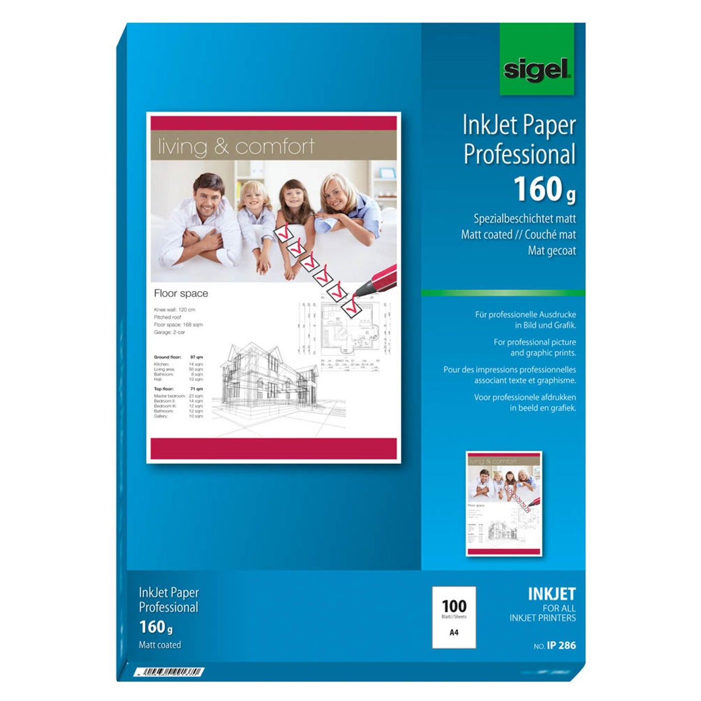 SIGEL Fotopapier DIN A4 matt 160 g/qm | IP286 | 1 Pack = 100 Blatt