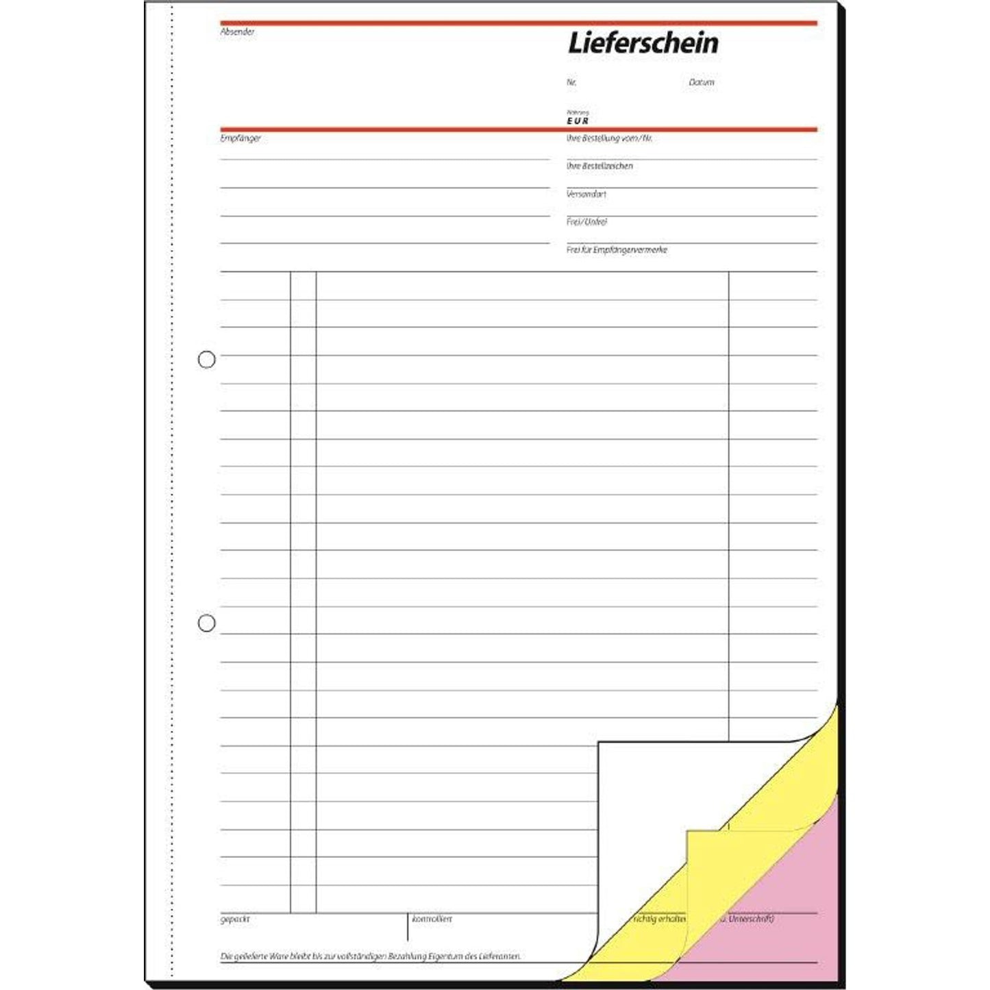 SIGEL Lieferschein mit Empfangsschein Formularbuch | SD016