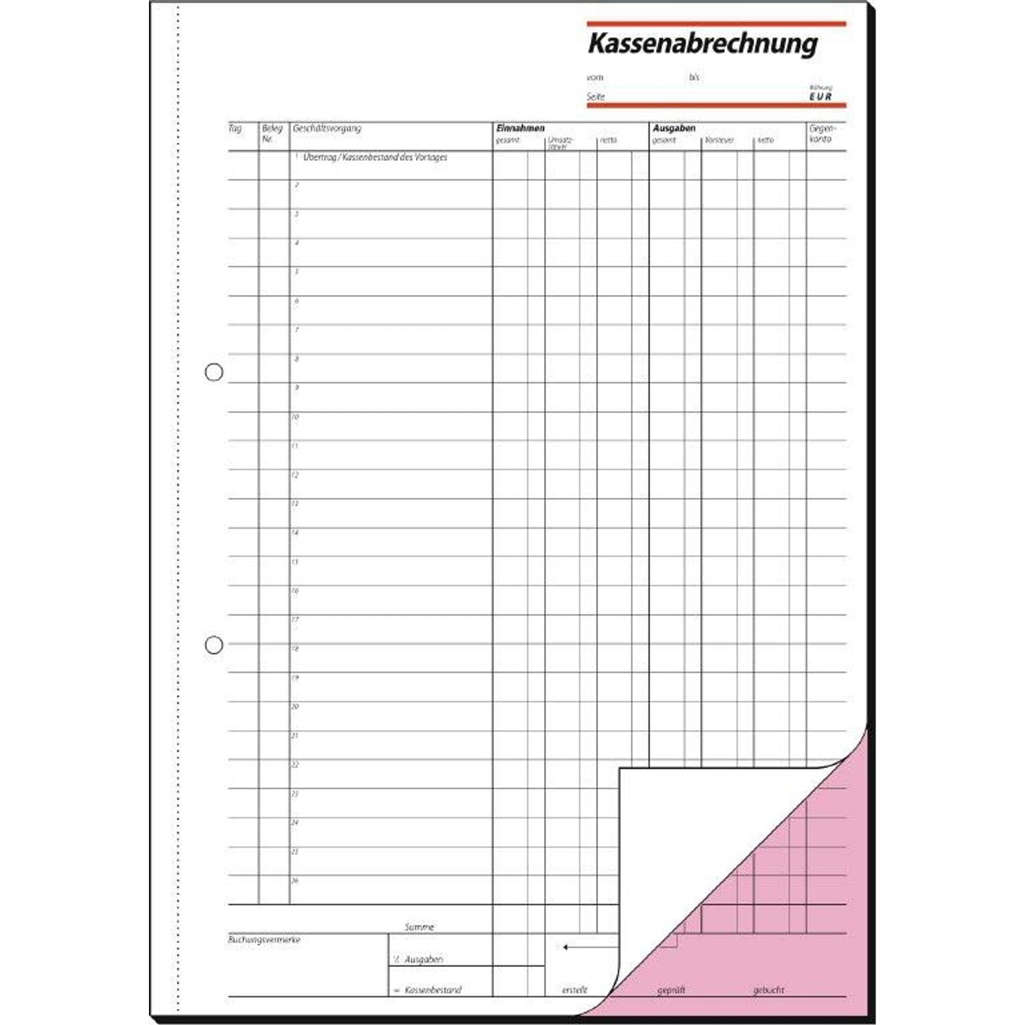 SIGEL Kassenabrechnung Formularbuch | KG425