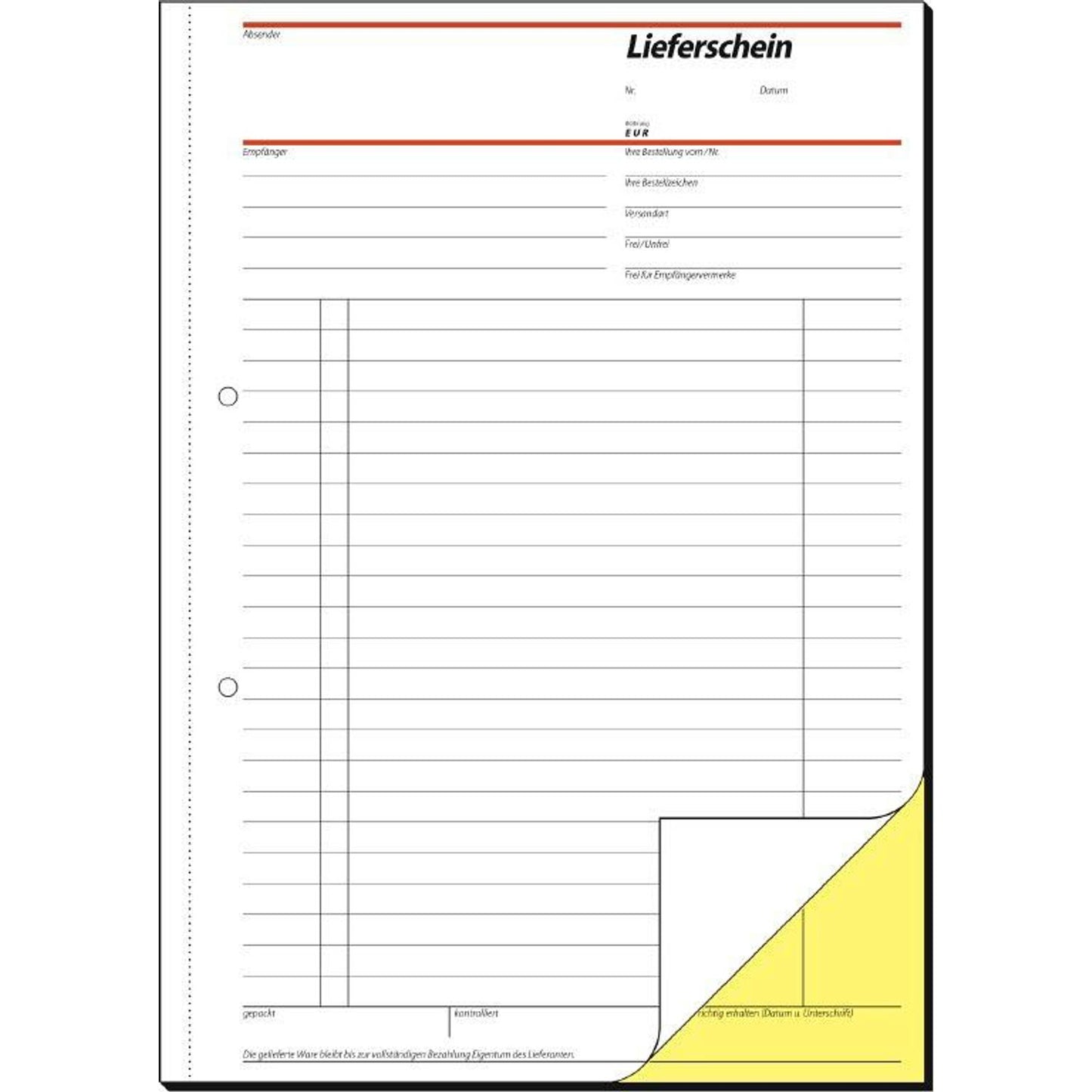 SIGEL Lieferschein mit Empfangsschein Formularbuch | SD015