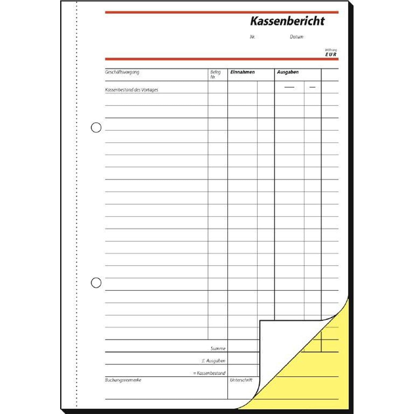SIGEL Kassenbericht/Bestandsrechnung Formularbuch | SD007