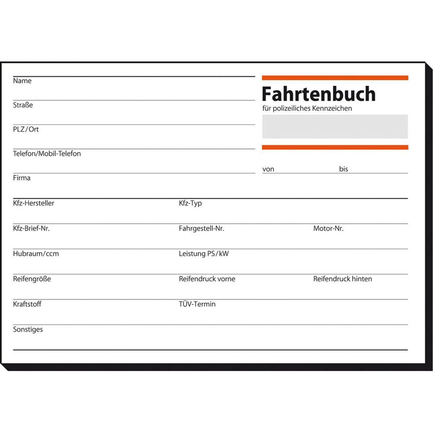 SIGEL Fahrtenbuch, Pkw mit Kraftstoffverbrauch Formularbuch | FA614