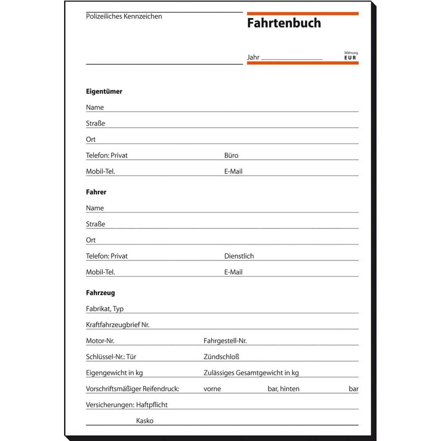 SIGEL Fahrtenbuch, Pkw und Lkw mit Kraftstoffverbrauch Formularbuch | FA514