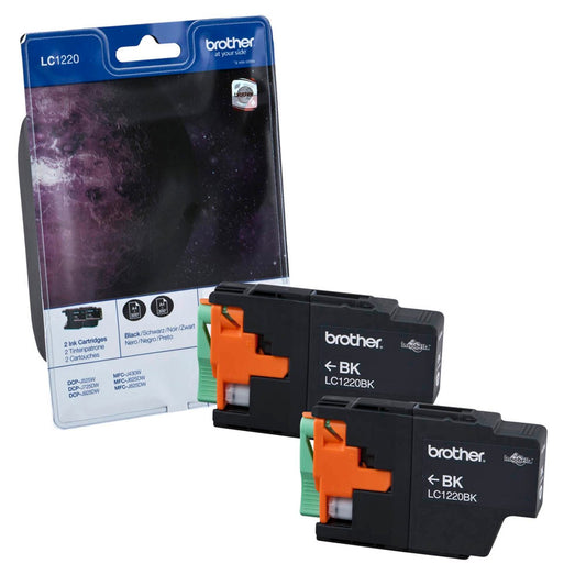 brother LC-1220BK schwarz Druckerpatronen, 2er-Set | LC1220BKBP2 | 1 Pack = 2 St.