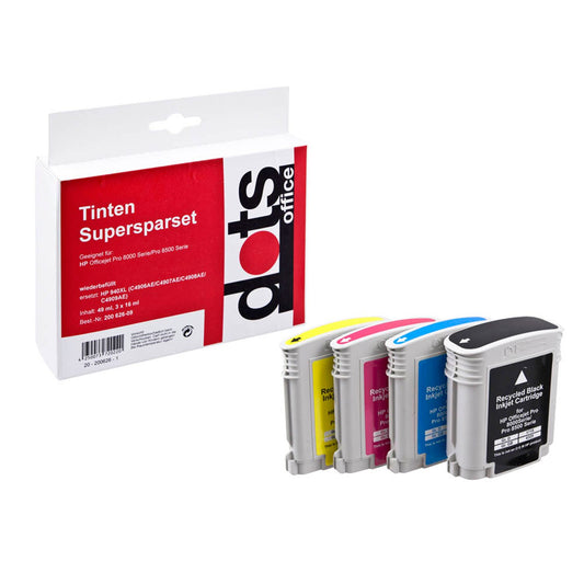 dots schwarz, cyan, magenta, gelb Druckerpatronen kompatibel zu HP 940XL (C2N93AE) | 1715,4005-DOTS