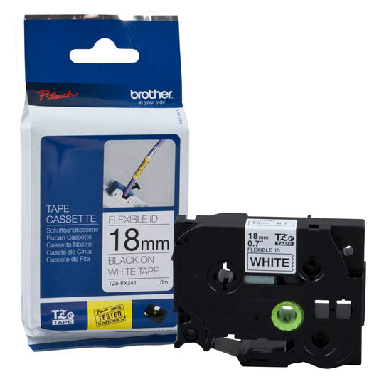 brother Schriftband TZe-FX241 , 18 mm schwarz auf weiß | TZEFX241