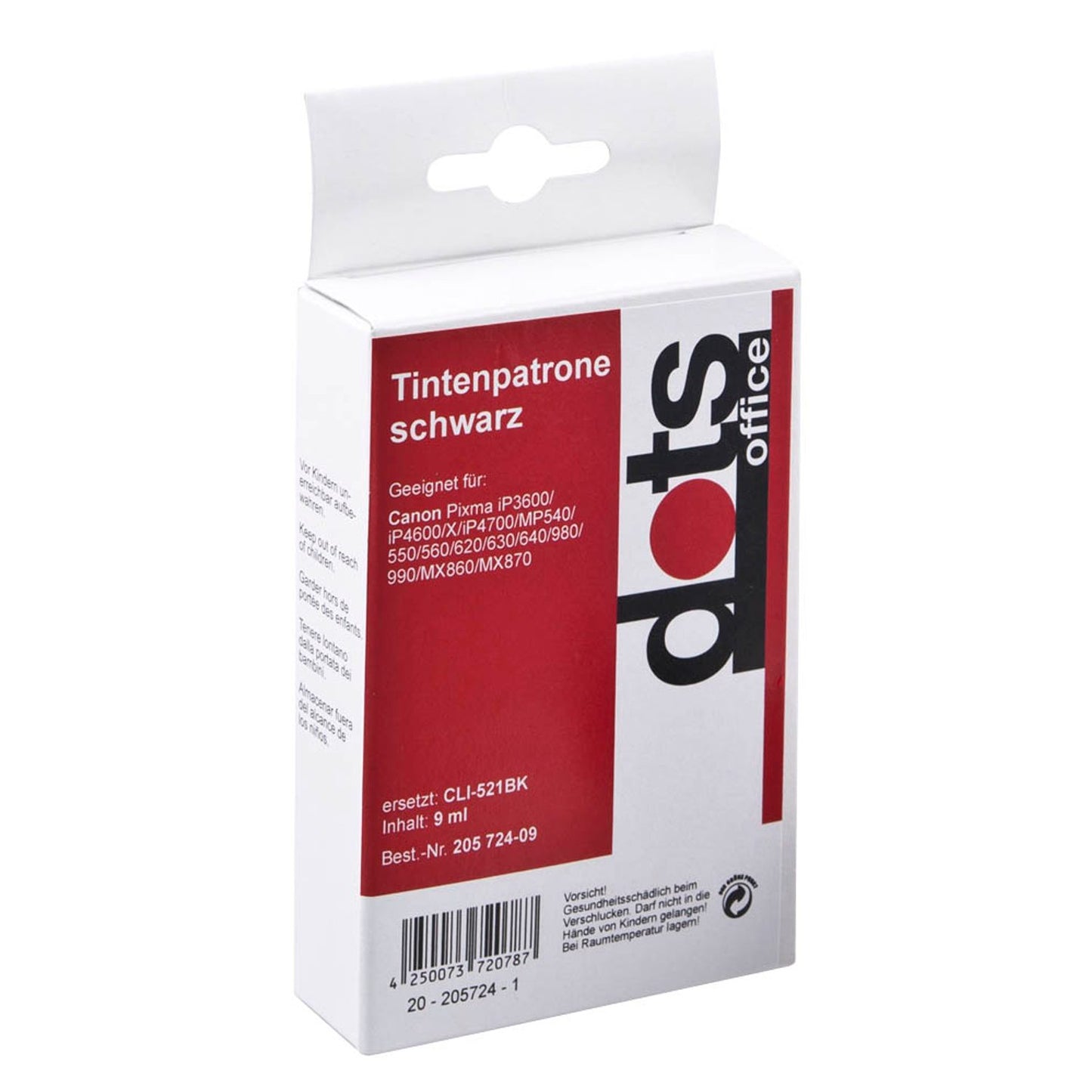 dots schwarz Druckerpatrone kompatibel zu Canon CLI-521 BK | 1509,0001-DOTS