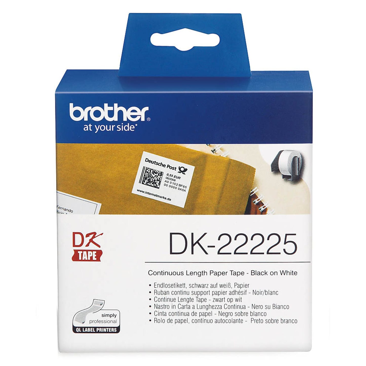 brother Endlospapierrolle für Etikettendrucker weiß 38,0 mm x 30,48 m | DK-22225