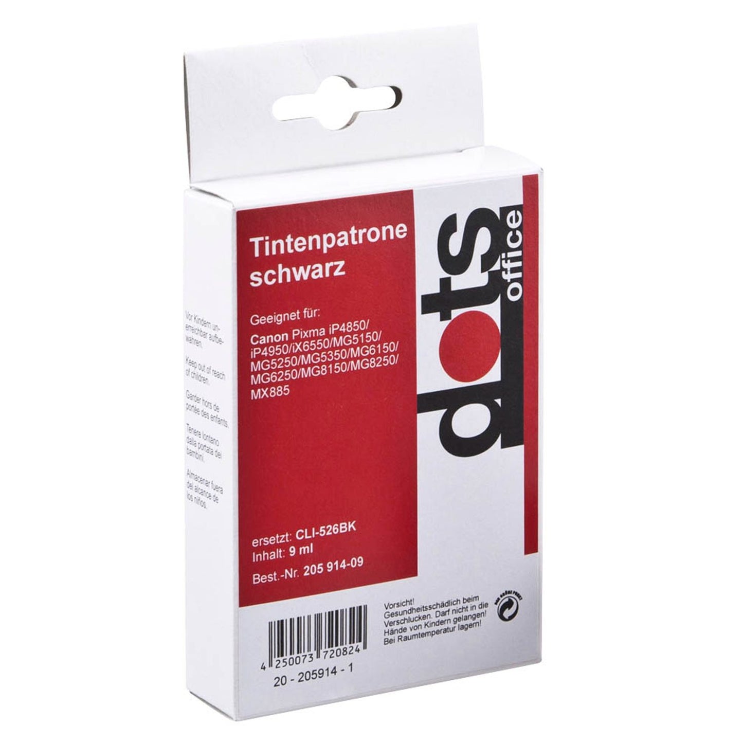 dots schwarz Druckerpatrone kompatibel zu Canon CLI-526 BK | 1514,0001-DOTS