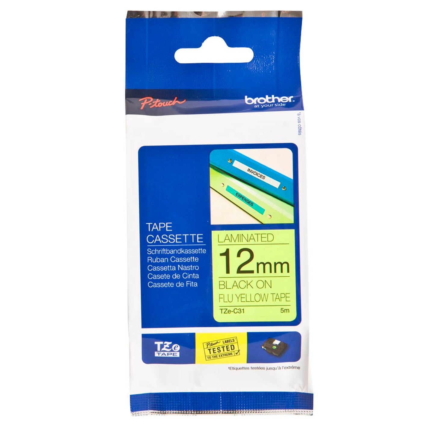 brother Schriftband TZe-C31 , 12 mm schwarz auf gelb | TZEC31