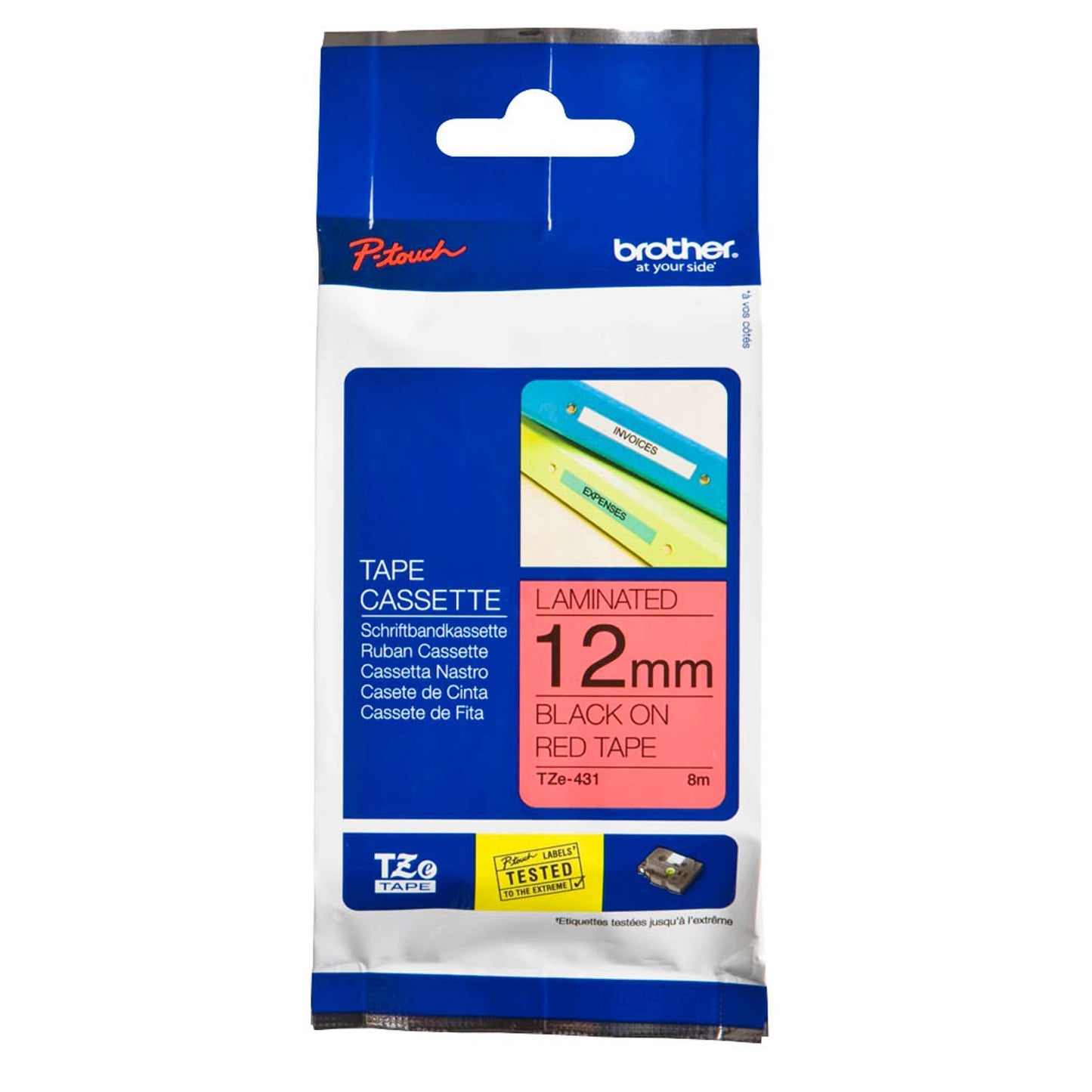 brother Schriftband TZe-431 , 12 mm schwarz auf rot | TZE431