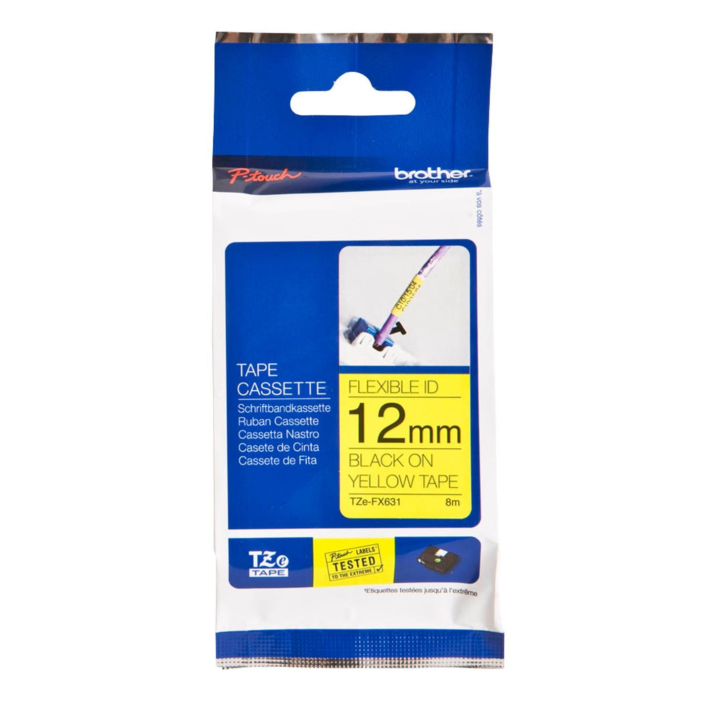 brother Schriftband TZe-FX631 , 12 mm schwarz auf gelb | TZEFX631