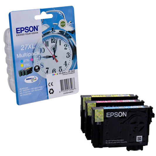 EPSON 27XL / T2715XL cyan, magenta, gelb Druckerpatronen, 3er-Set | C13T27154012 | 1 Pack = 3 St.