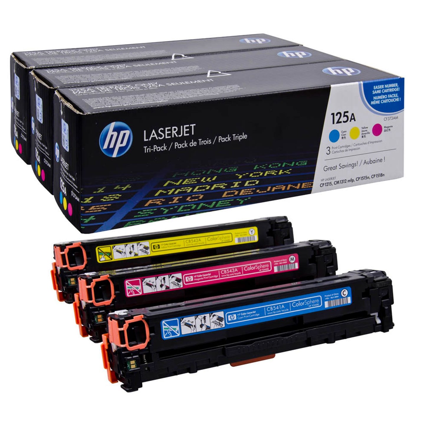 HP 125A () cyan, magenta, gelb Tonerkartuschen, 3er-Set | CF373AM | 1 Pack = 3 St.