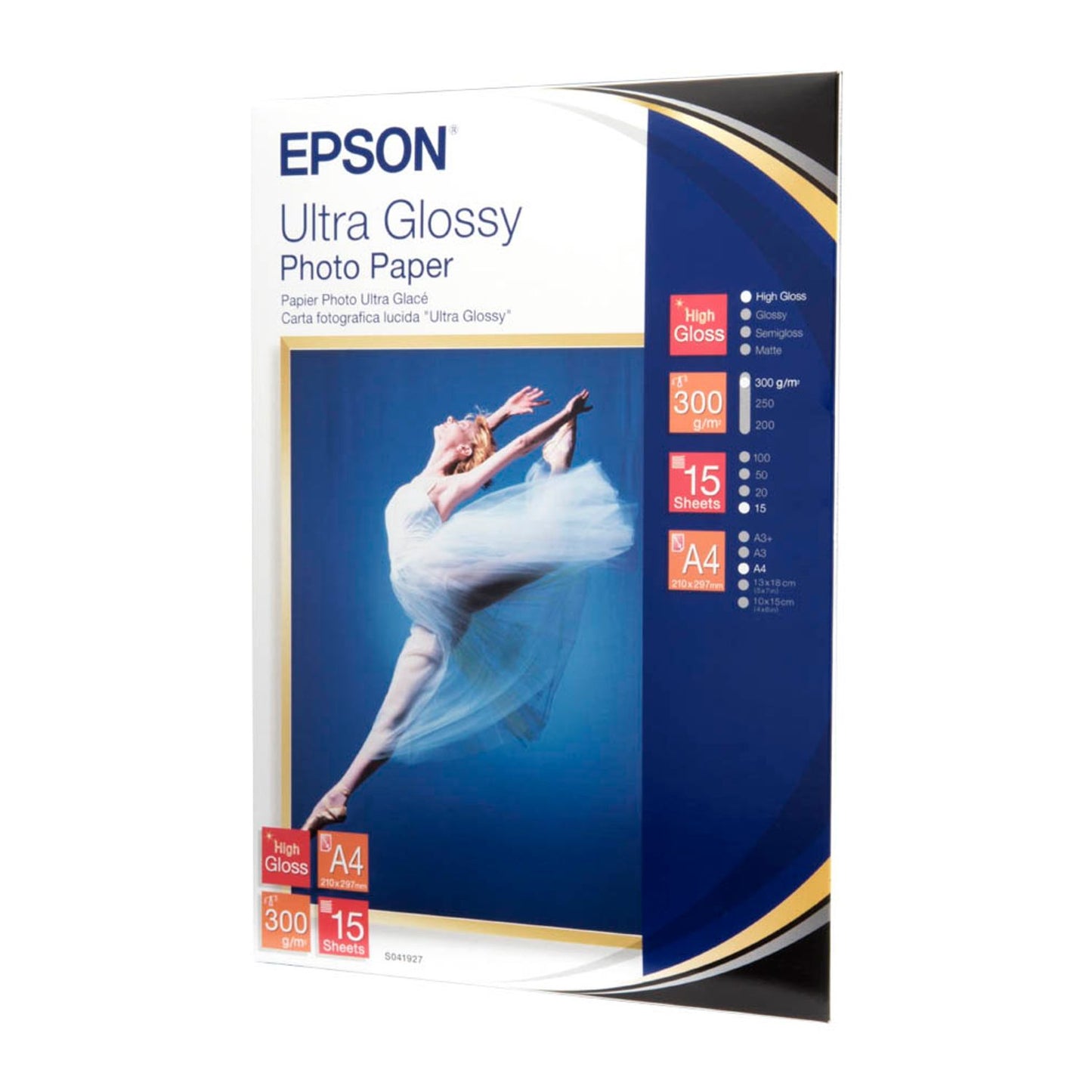 EPSON Fotopapier S041927 DIN A4 hochglänzend 300 g/qm | C13S041927 | 1 Pack = 15 Blatt