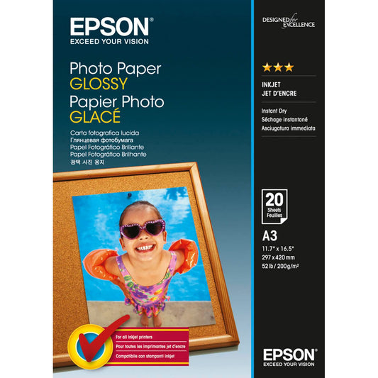 EPSON Fotopapier S042536 DIN A3 glänzend 200 g/qm | C13S042536 | 1 Pack = 20 Blatt