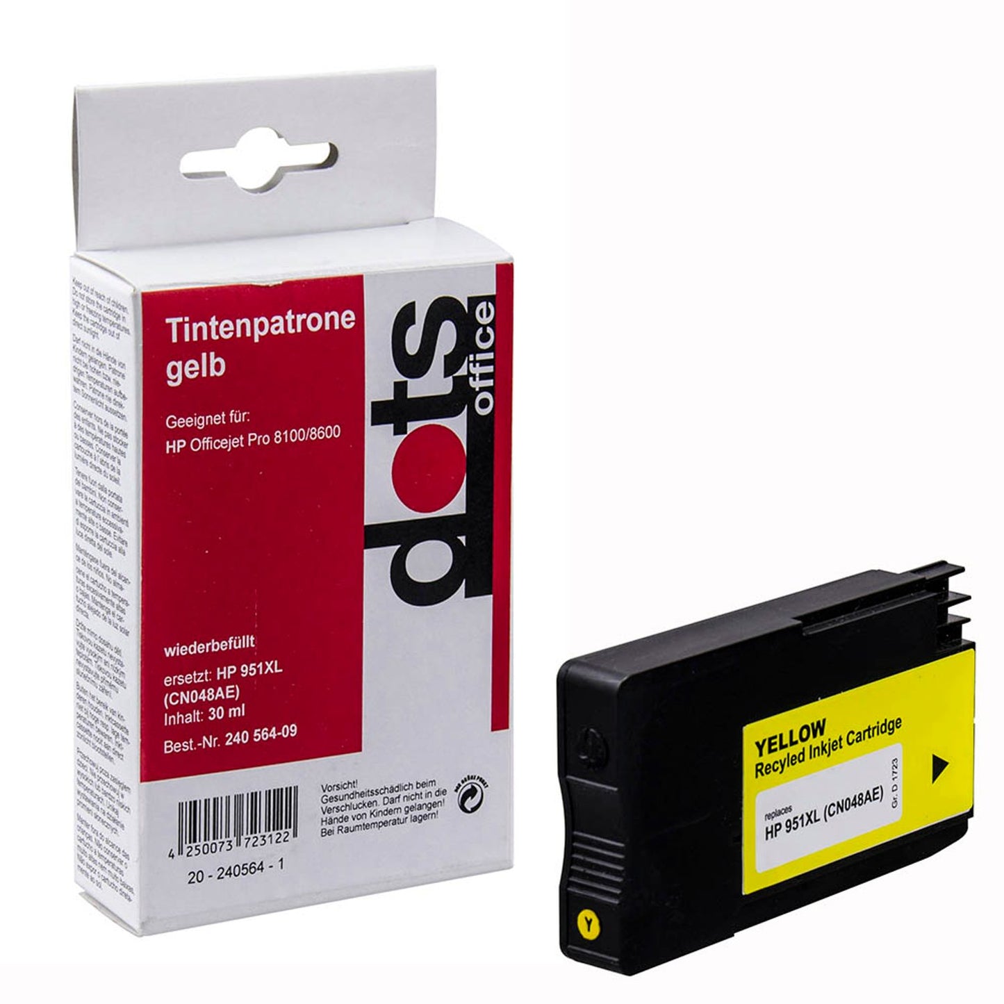 dots gelb Druckerpatrone kompatibel zu HP 951XL (CN048AE) | 1723,4009-DOTS