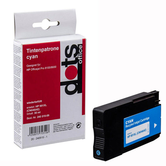 dots cyan Druckerpatrone kompatibel zu HP 951XL (CN046AE) | 1723,4003-DOTS