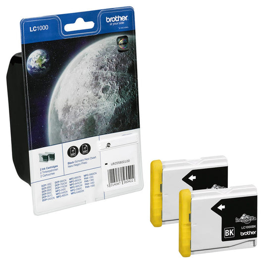 brother LC-1000BK schwarz Druckerpatronen, 2er-Set | LC1000BKBP2 | 1 Pack = 2 St.