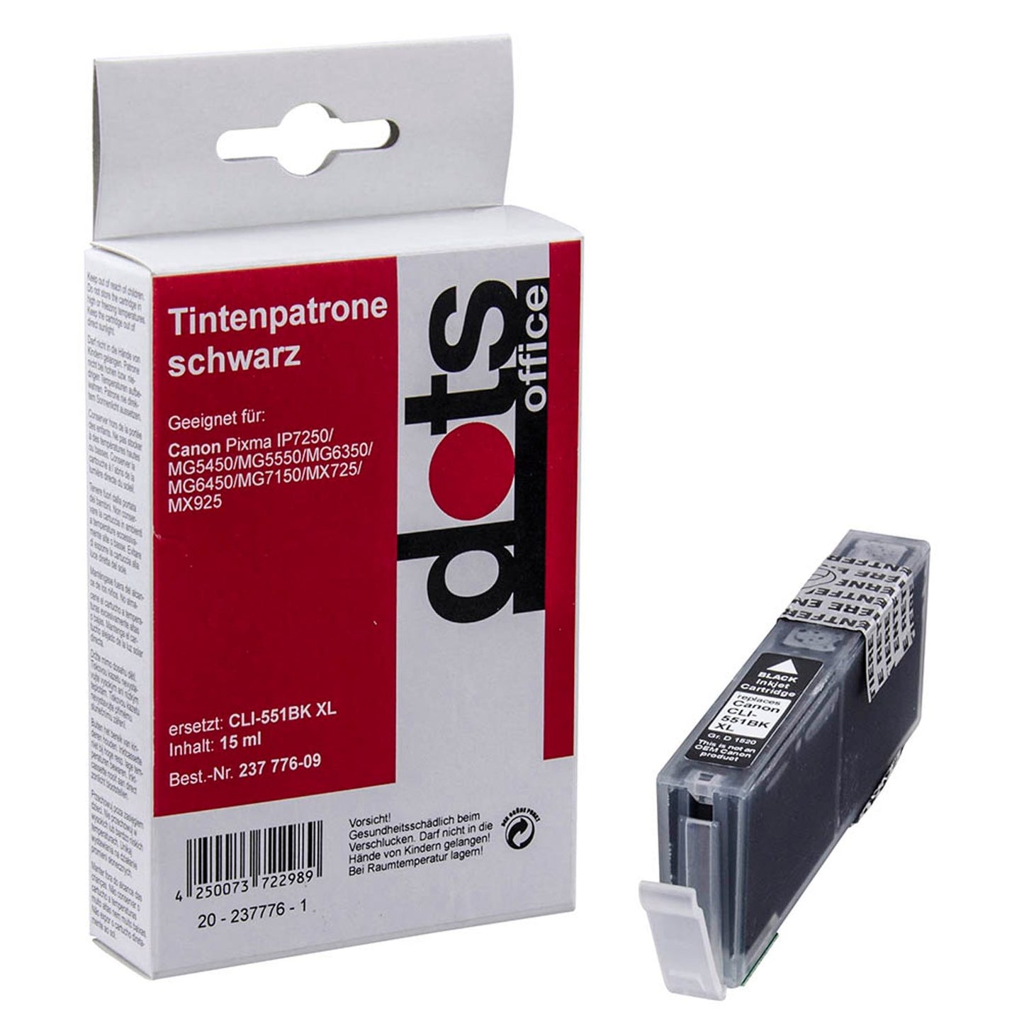 dots schwarz Druckerpatrone kompatibel zu Canon CLI-551 XL BK | 1520,0001-DOTS