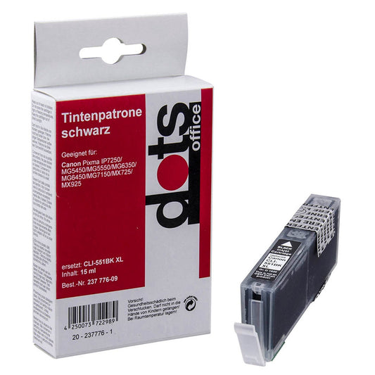 dots schwarz Druckerpatrone kompatibel zu Canon CLI-551 XL BK | 1520,0001-DOTS