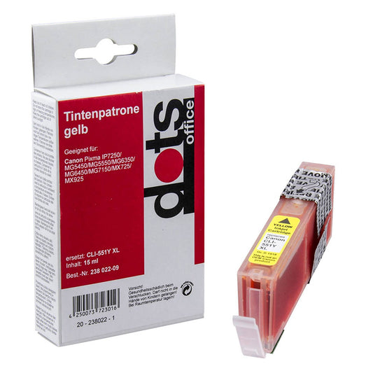 dots gelb Druckerpatrone kompatibel zu Canon CLI-551 XL Y | 1519,0009-DOTS