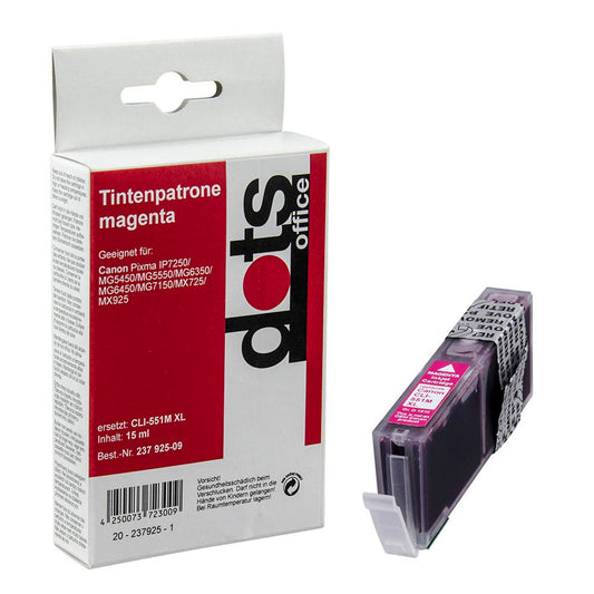 dots magenta Druckerpatrone kompatibel zu Canon CLI-551 XL M | 1519,0006-DOTS