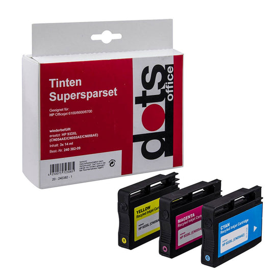 dots cyan, magenta, gelb Druckerpatronen kompatibel zu HP 933XL (CN054AE, CN055AE, CN056AE) | 1726,4050-DOTS