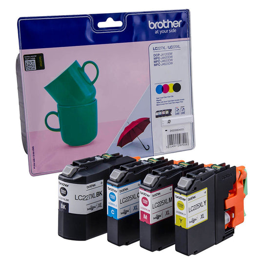 brother LC-227XL/LC-225XL schwarz, cyan, magenta, gelb Druckerpatronen, 4er-Set | LC227XLVALBP | 1 Pack = 4 St.