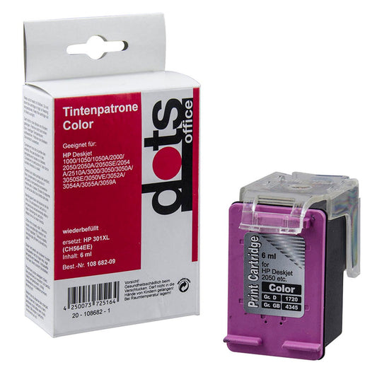 dots color Druckerpatrone kompatibel zu HP 301XL (CH564EE) | 1720,4030-DOTS