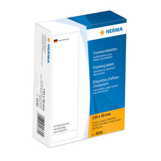 HERMA Frankieretiketten weiß 130,0 x 40,0 mm | 4330 | 1 Pack = 500 Etiketten