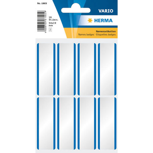 HERMA Namensetiketten weiß 54,0 x 19,0 mm | 1903 | 1 Pack = 16 St.