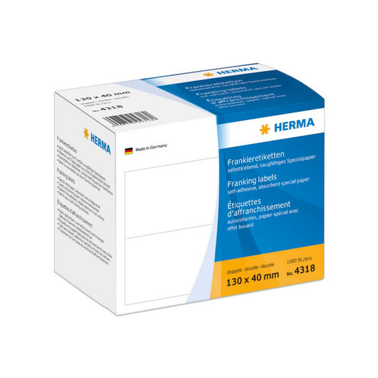 HERMA Frankieretiketten weiß 130,0 x 40,0 mm | 4318 | 1 Pack = 1.000 Etiketten