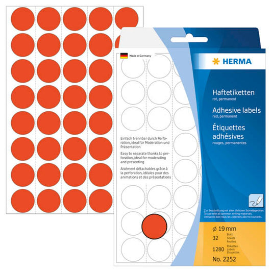HERMA Klebepunkte rot Ø 19,0 mm | 2252 | 1 Pack = 1.280 St.