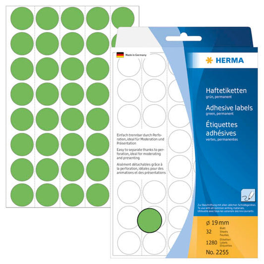 HERMA Klebepunkte grün Ø 19,0 mm | 2255 | 1 Pack = 1.280 St.