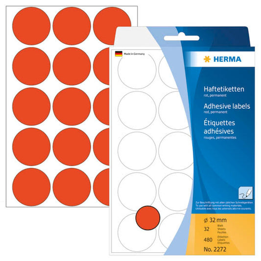 HERMA Klebepunkte rot Ø 32,0 mm | 2272 | 1 Pack = 480 St.