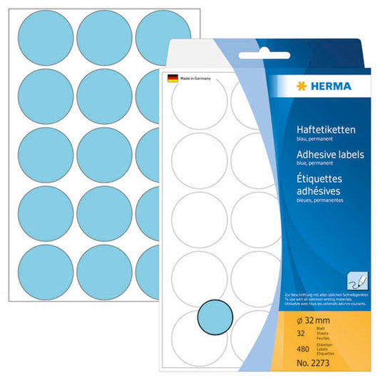 HERMA Klebepunkte blau Ø 32,0 mm | 2273 | 1 Pack = 480 St.