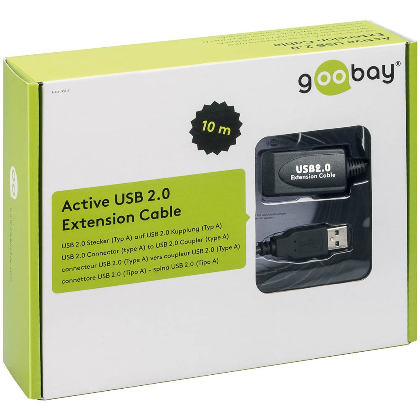goobay USB 2.0 A Kabel 10,0 m schwarz | 95119