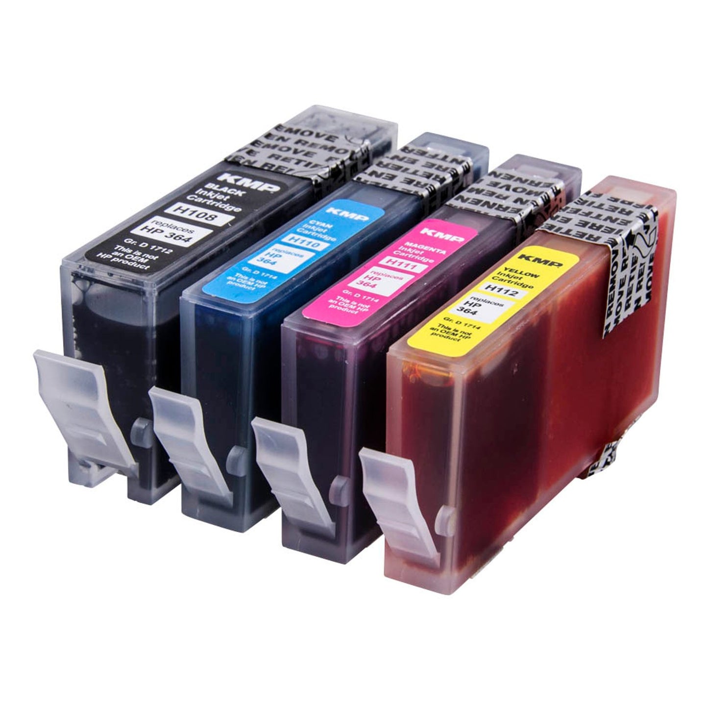 KMP H108V schwarz, cyan, magenta, gelb Druckerpatronen kompatibel zu HP 364 (N9J73AE), 4er-Set | 1712,8005 | 1 Pack = 4 St.