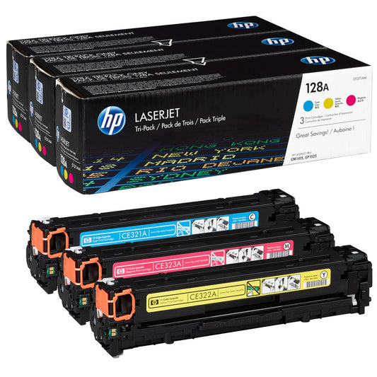 HP 128A () cyan, magenta, gelb Tonerkartuschen, 3er-Set | CF371AM | 1 Pack = 3 St.