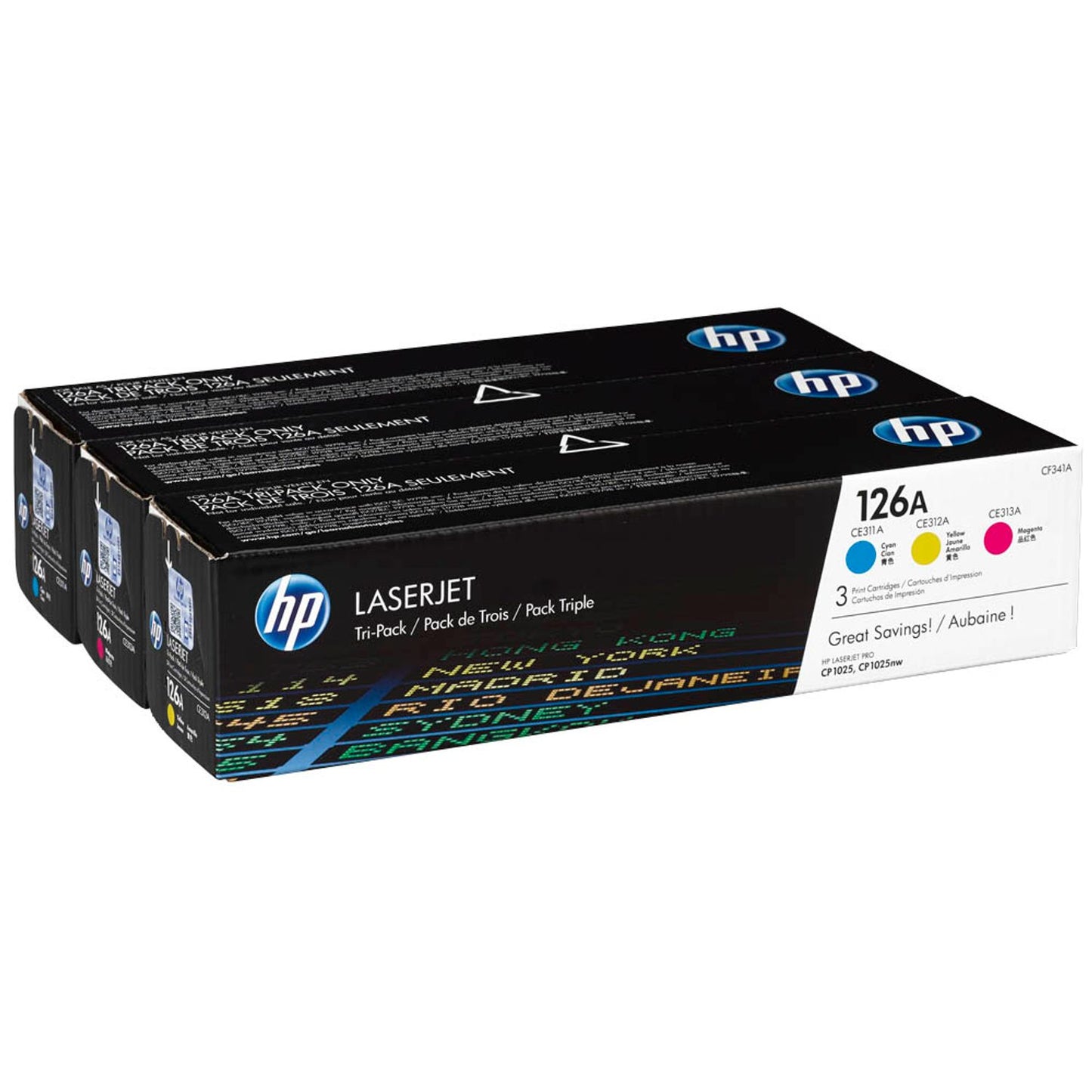 HP 126A () cyan, magenta, gelb Tonerkartuschen, 3er-Set | CF341A | 1 Pack = 3 St.