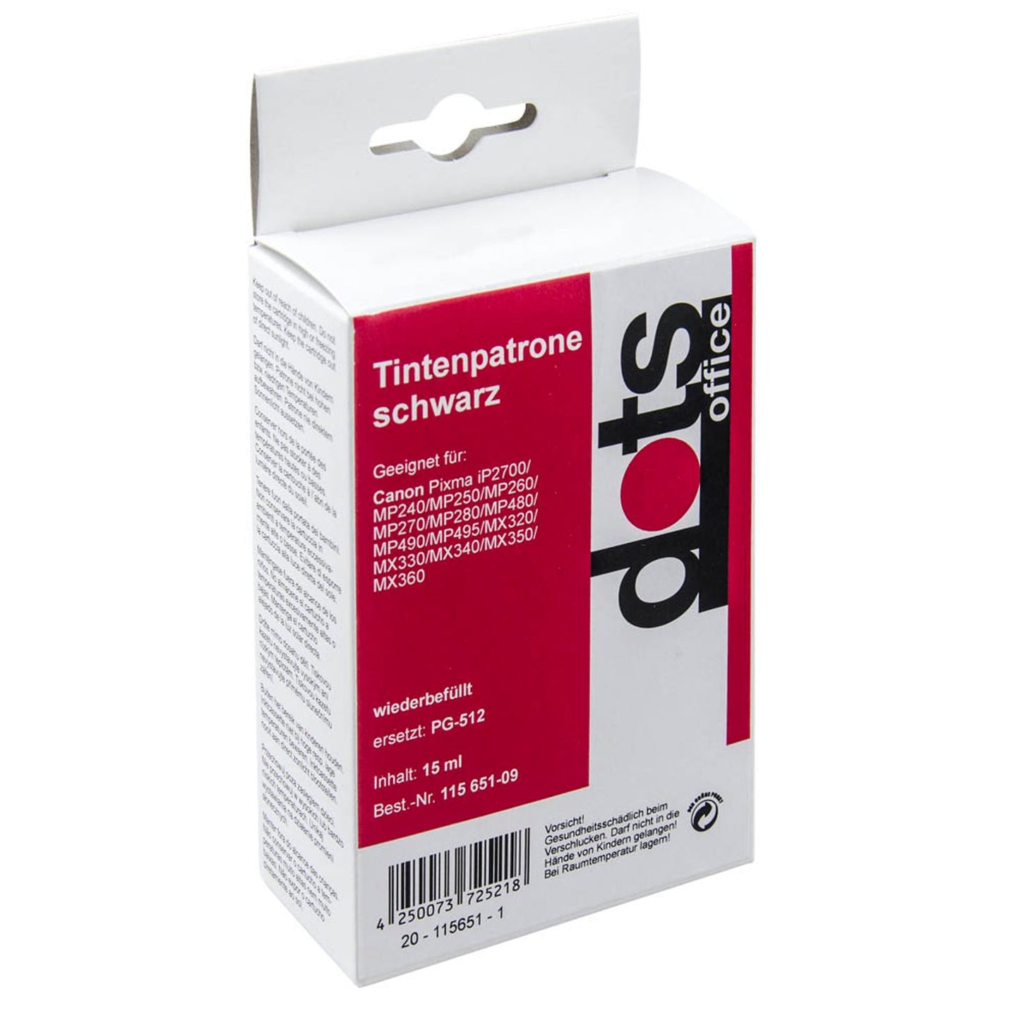 dots schwarz Druckkopf kompatibel zu Canon PG-512 | 1511,4051-DOTS