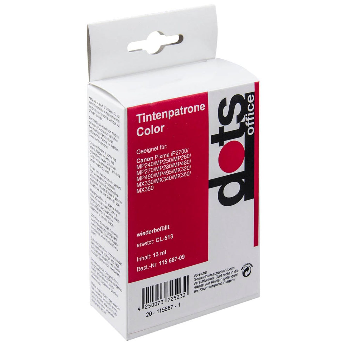 dots color Druckkopf kompatibel zu Canon CL-513 | 1512,4530-DOTS
